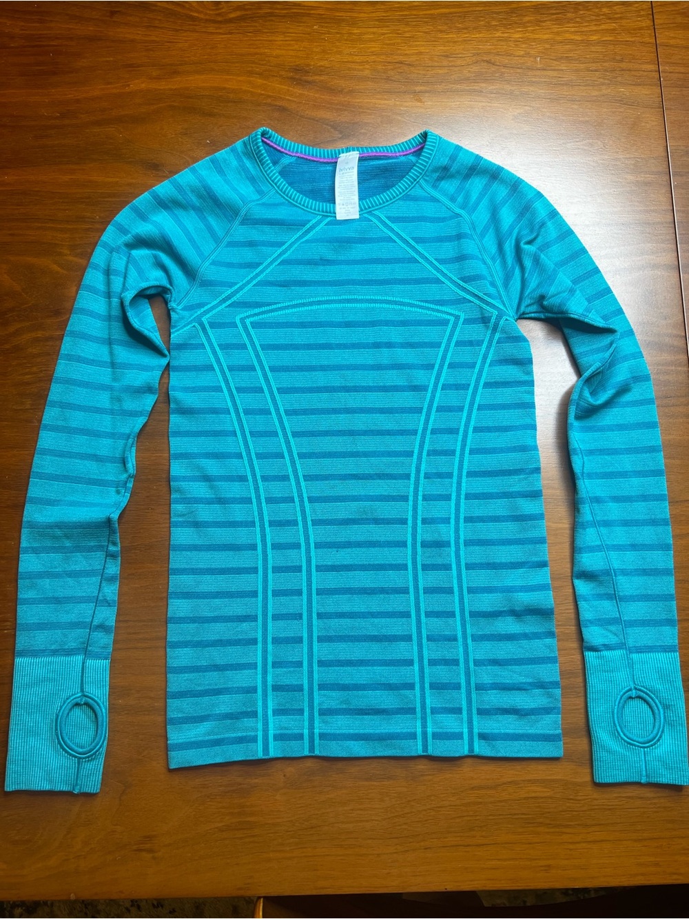 Ivivva Teal Striped Long-Sleeve Athletic Top